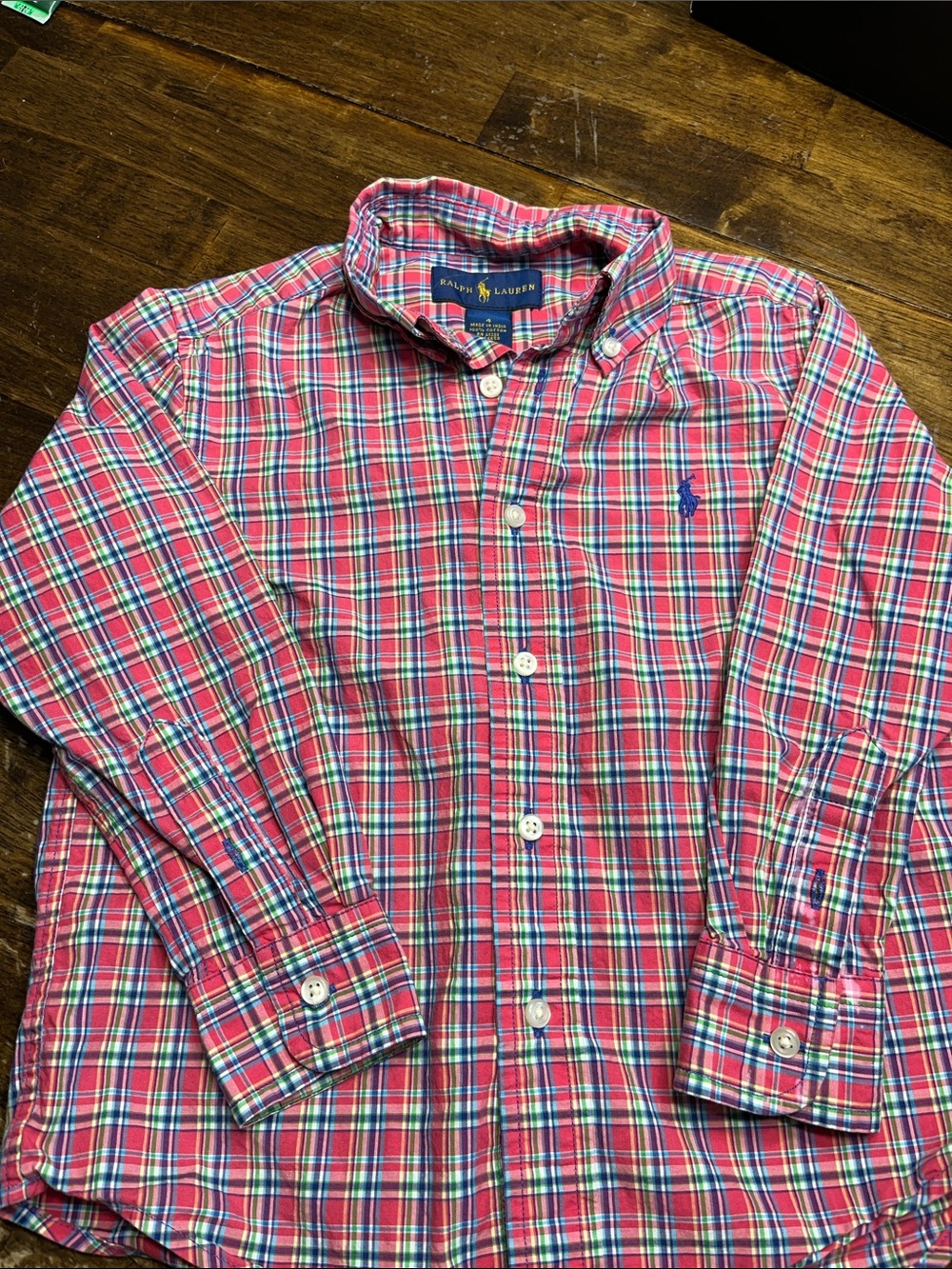 Ralph Lauren Red and Blue Plaid Button-Down Shirt boys size 4